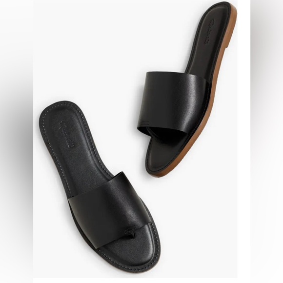 Madewell Shoes - Madewell The Boardwalk Post Slide Sandals Leather Black Size 6.5